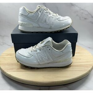 New Balance 574 Classics White Exotic Croc Leather Sneakers PC575S1 Boys Size 12